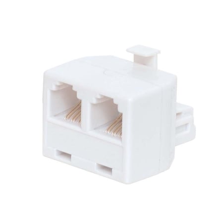 Telephone Duplex Adapter, Rj11, 6P4C, Straight-Wired - White